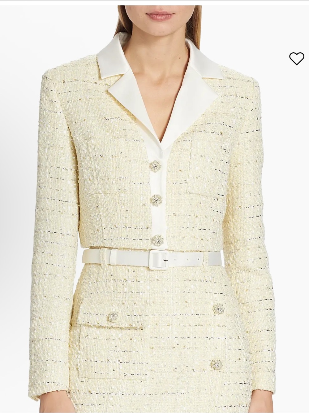 Self-Portrait white Boucle knit cropped blazer jacket size 6 - Picture 1 of 13